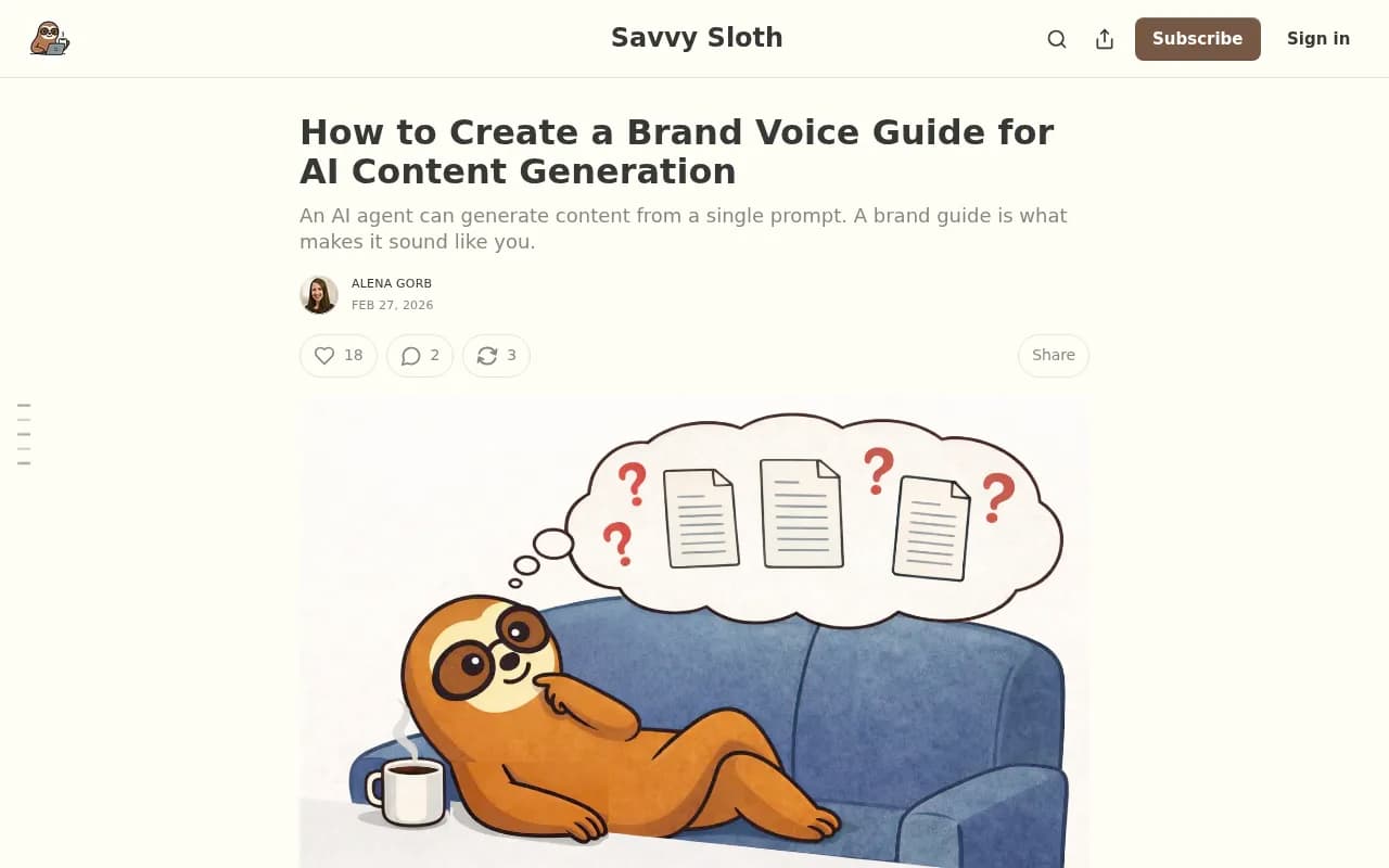 Savvy Sloth's walkthrough for building a brand voice guide for AI content generation