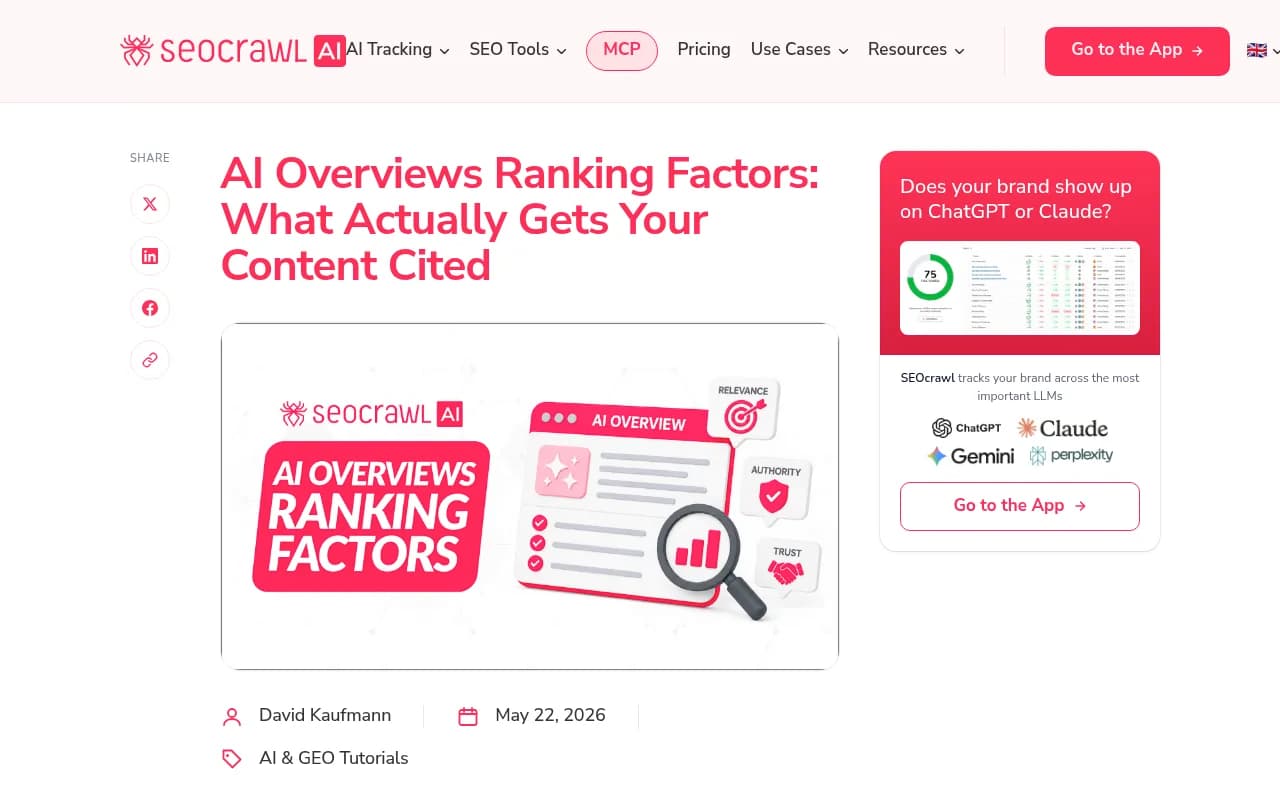 SEOcrawl's breakdown of AI Overview ranking factors and citation mechanics in 2026