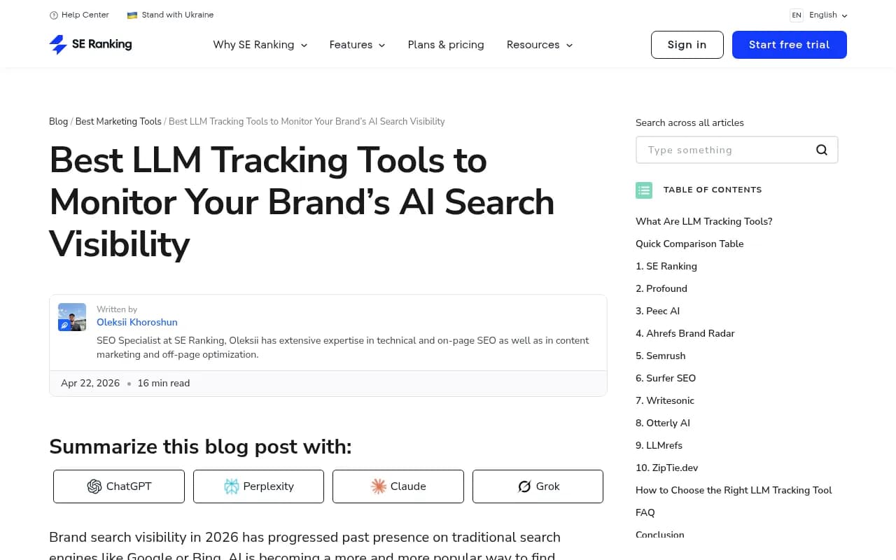 Overview of LLM tracking tools landscape in 2026