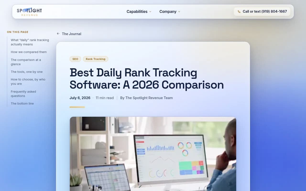 Spotlight Revenue's comparison of daily rank tracking software and what daily actually means