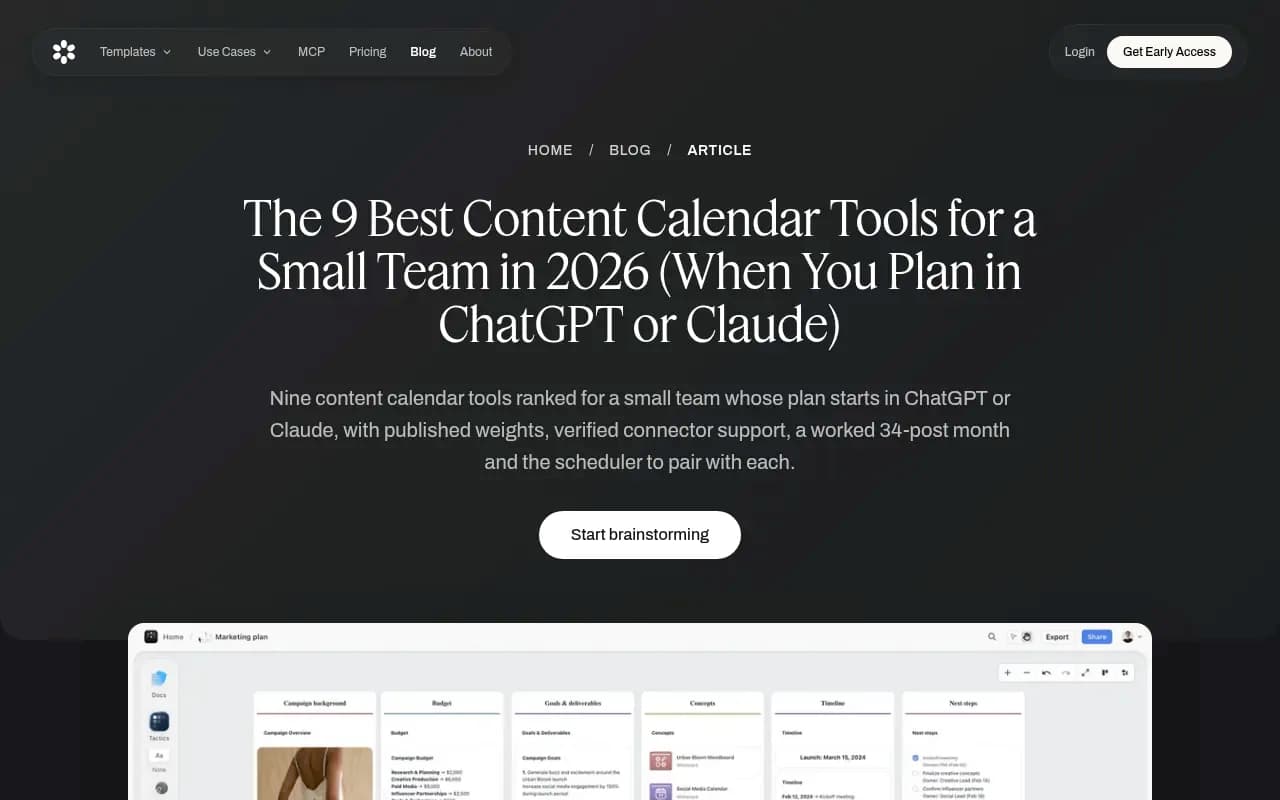 Storyflow's roundup of content calendar tools for small teams that plan in ChatGPT or Claude