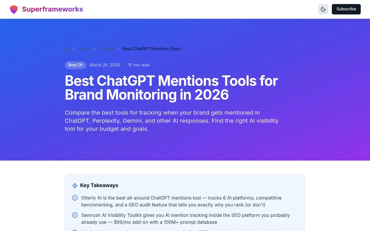 Comparison of top AI brand tracking tools for ChatGPT, Perplexity, and Gemini in 2026