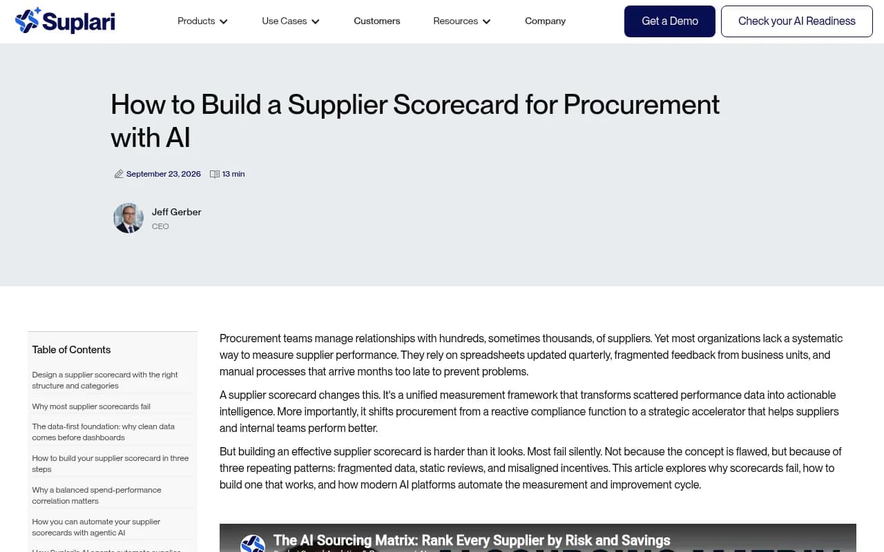 Suplari's guide to building a supplier scorecard for procurement