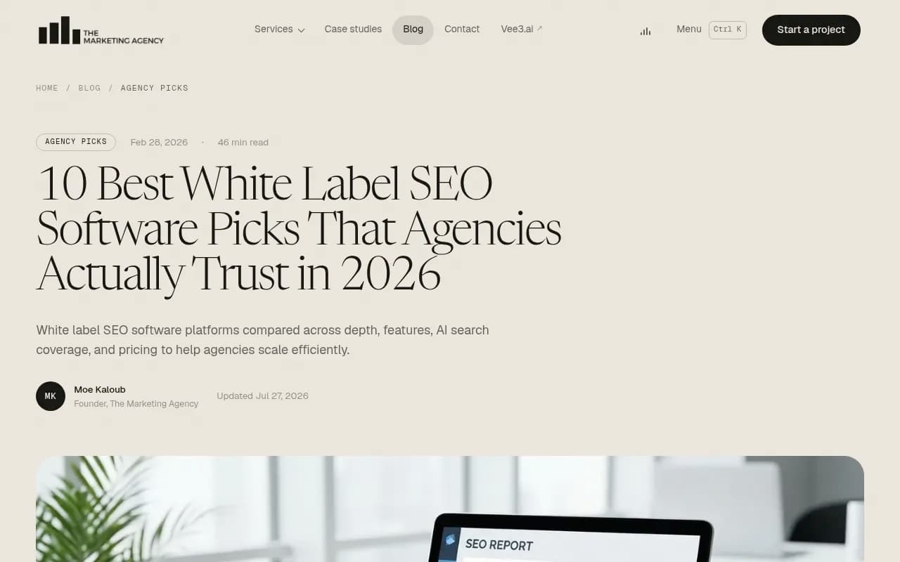 The Marketing Agency's comparison of white label SEO software, covering depth, AI search coverage, and pricing
