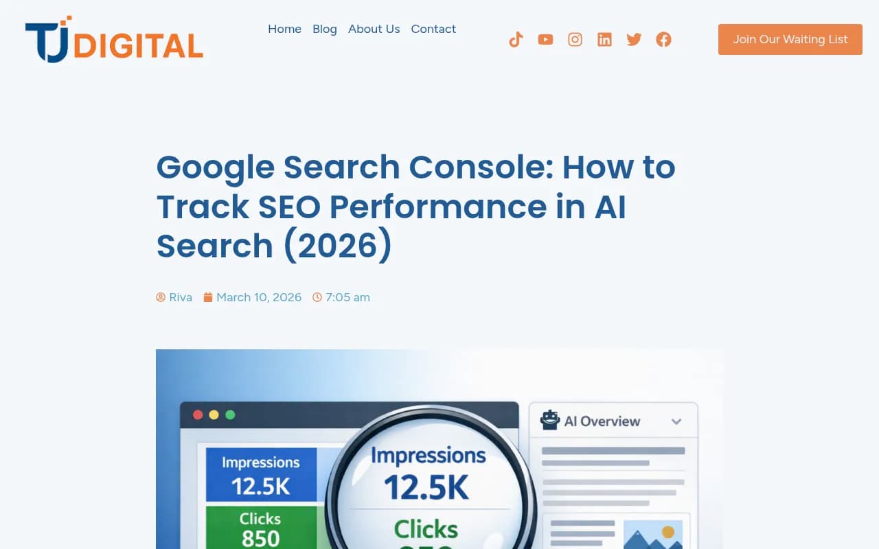 GSC AI search impressions vs clicks analysis guide from TJ Digital