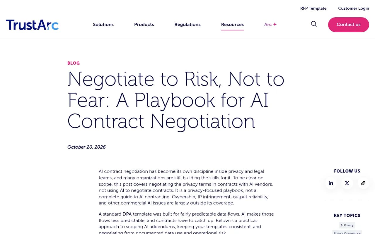 TrustArc's playbook on negotiating privacy terms with AI vendors