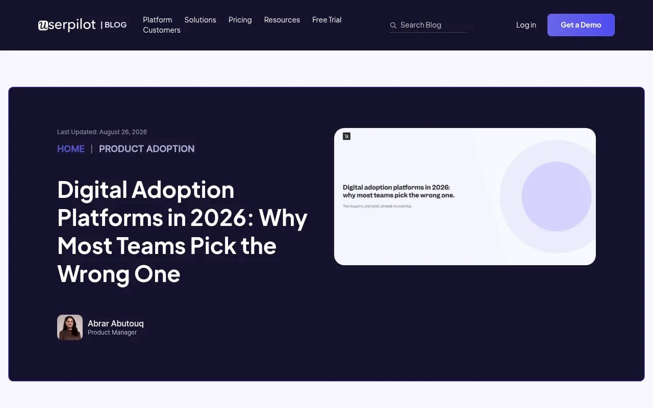 Userpilot's own guide to choosing a digital adoption platform, which argues buyers should start from use case rather than feature lists