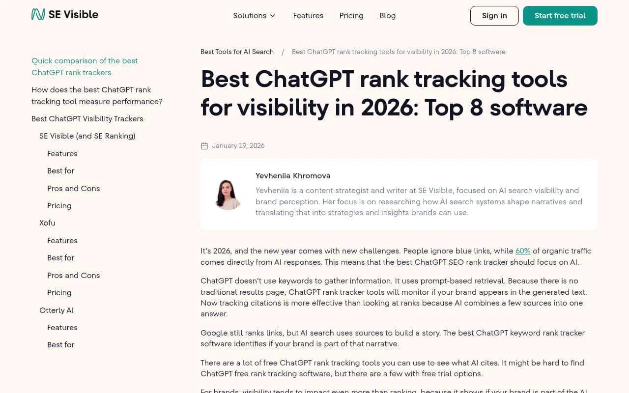 Overview of ChatGPT rank tracking tools comparison from SE Ranking's 2026 guide