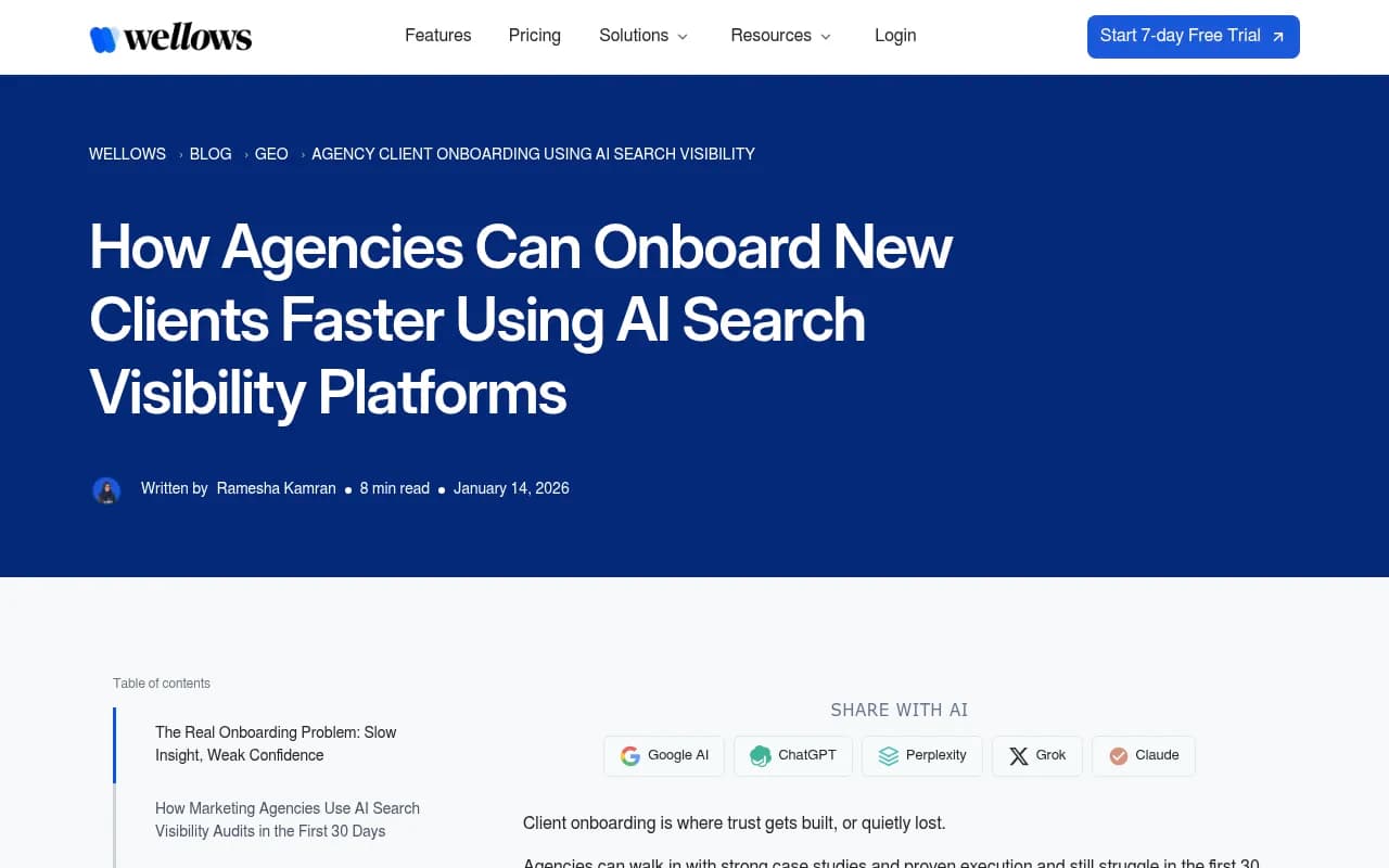 Agency client onboarding using AI search visibility in 2026