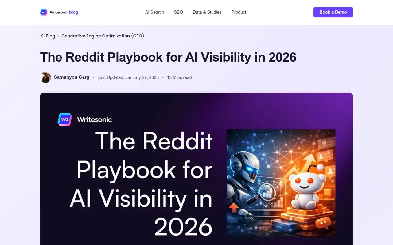 Writesonic's Reddit AI visibility experiment results showing 240% growth in AI brand mentions
