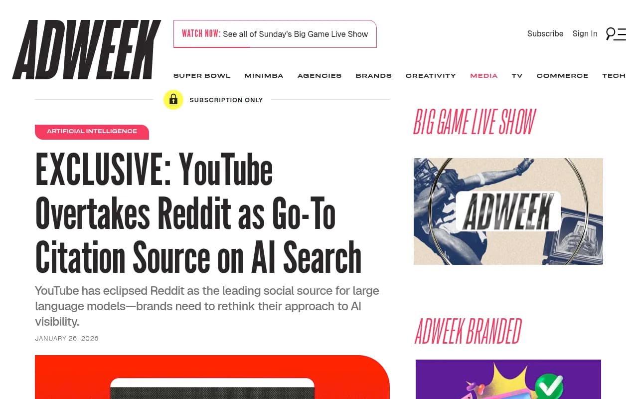 YouTube overtakes Reddit in AI search citations
