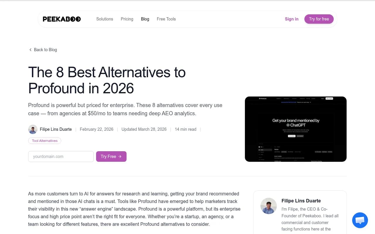 Comparison of Profound alternatives for AI search visibility in 2026