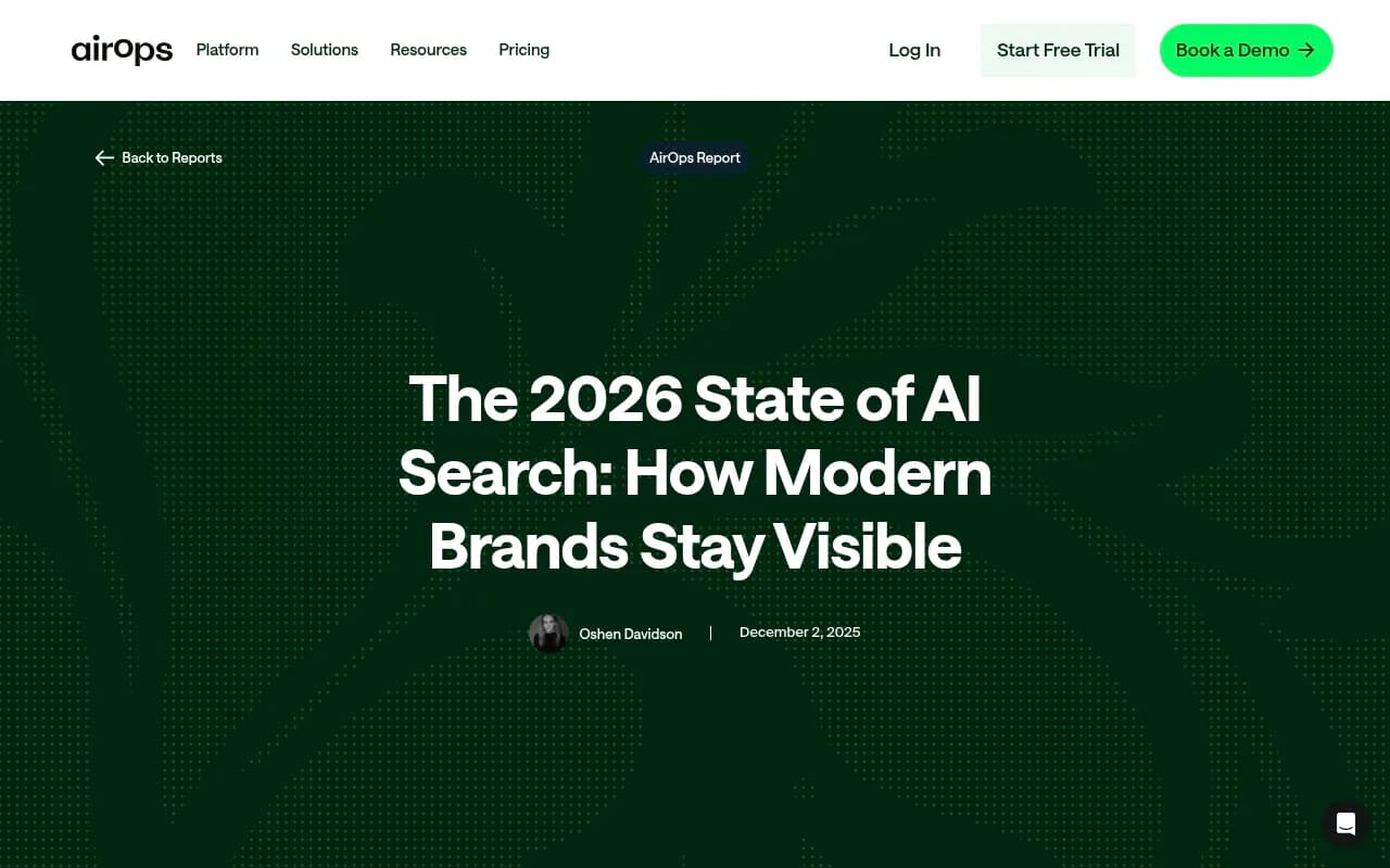 AirOps 2026 State of AI Search report showing brand visibility data and citation patterns