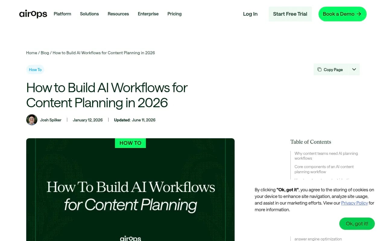 AirOps blog post on building AI workflows for content planning in 2026