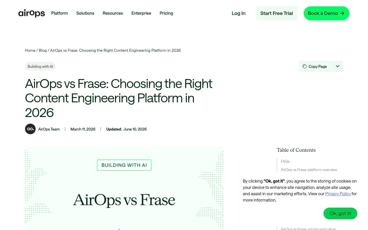 AirOps vs Frase comparison overview from AirOps blog