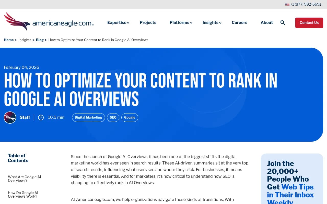 Americaneagle's guide to optimizing content for Google AI Overviews