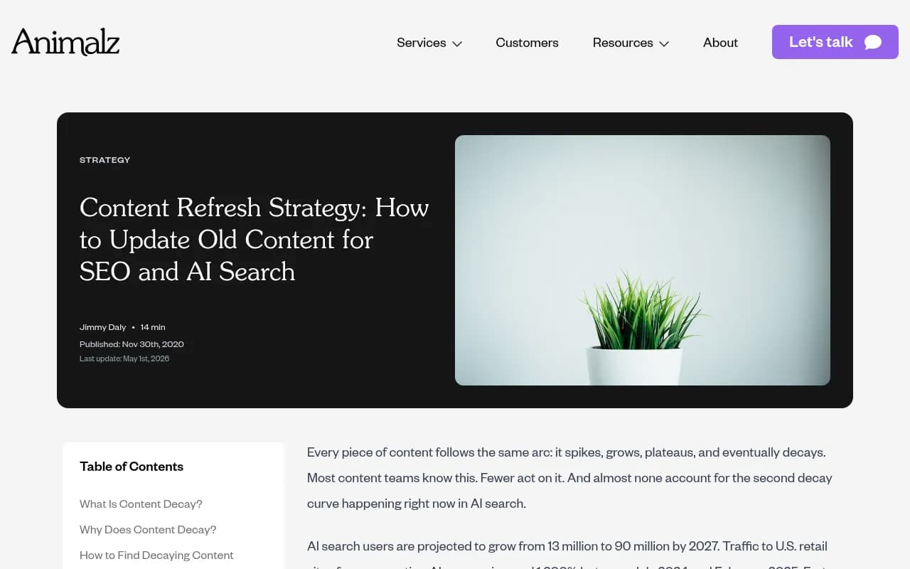 Animalz content refresh strategy guide covering content decay and how to find decaying pages