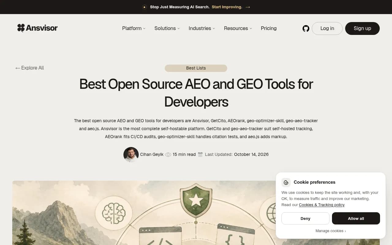 Ansvisor's roundup of open-source AEO and GEO tools for developers