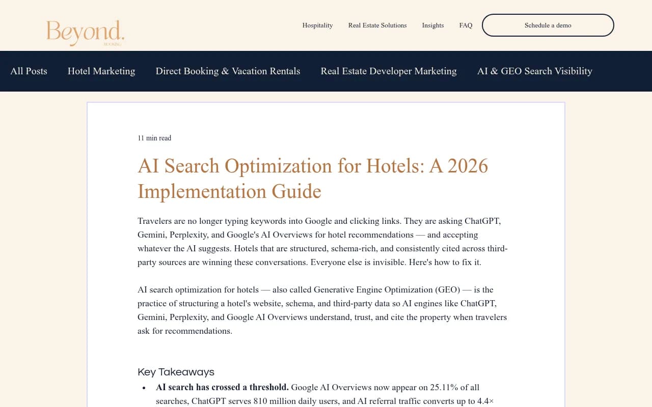 Beyond Booking's hotel AI search guide, a vendor article that discusses misattribution risk
