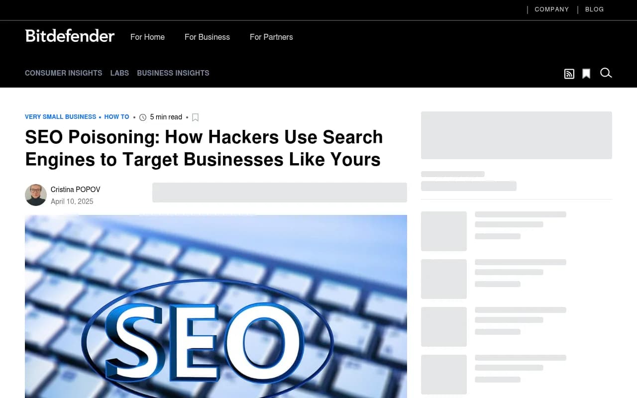 Bitdefender's explainer on how SEO poisoning targets businesses and their customers