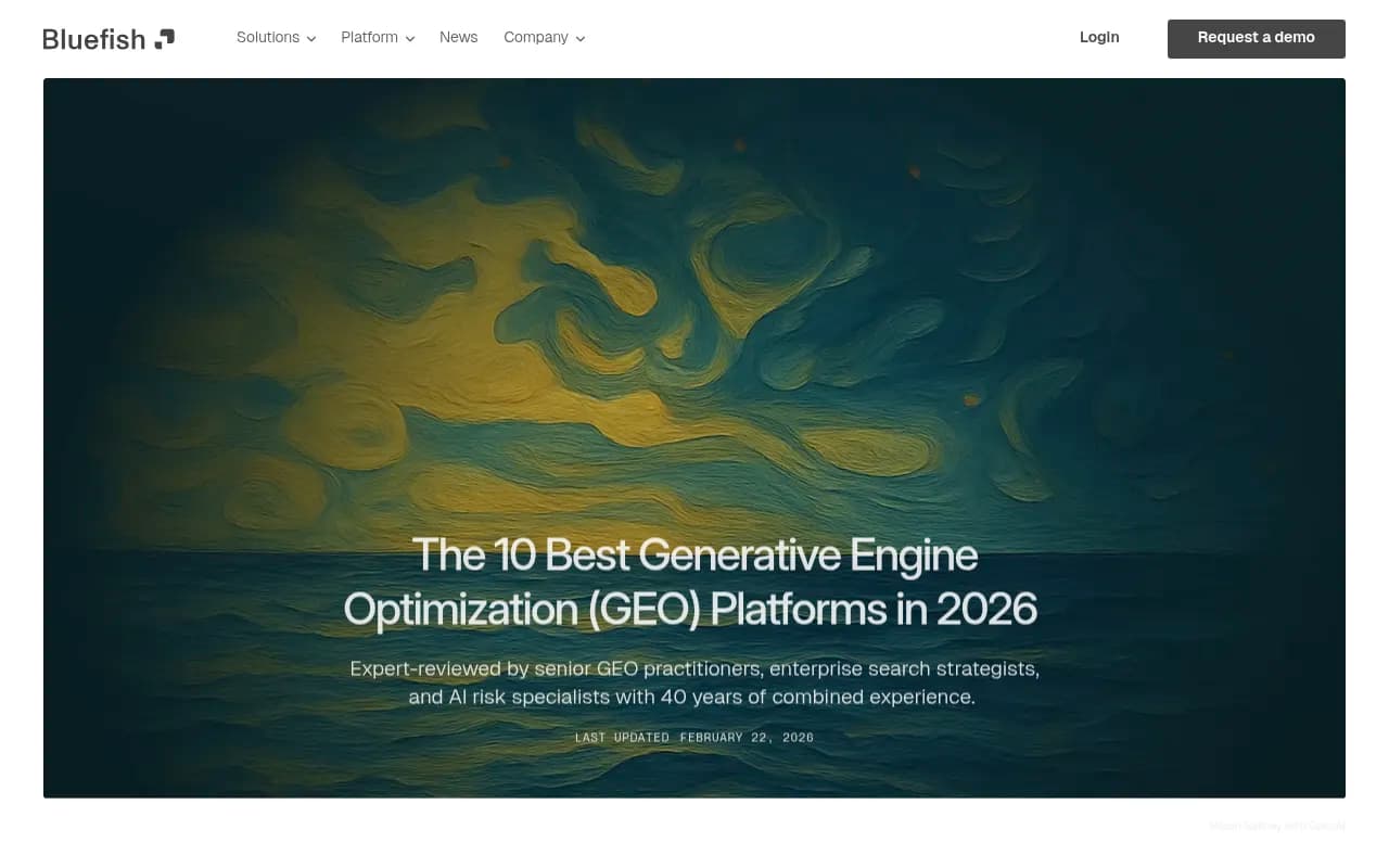 Screenshot showing detailed GEO platform comparison from Bluefish's analysis of top 10 platforms