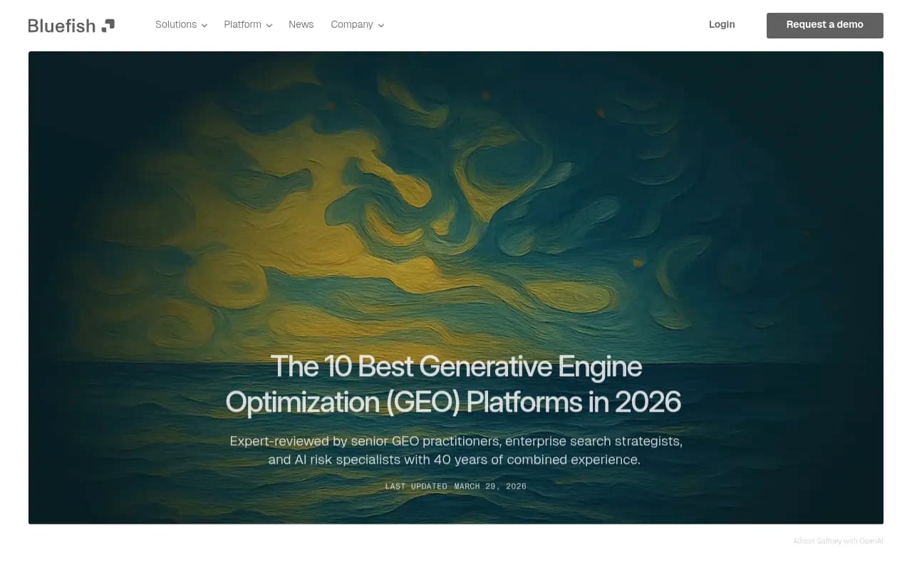 Comparison of top GEO platforms in 2026 from Bluefish AI's ranked review