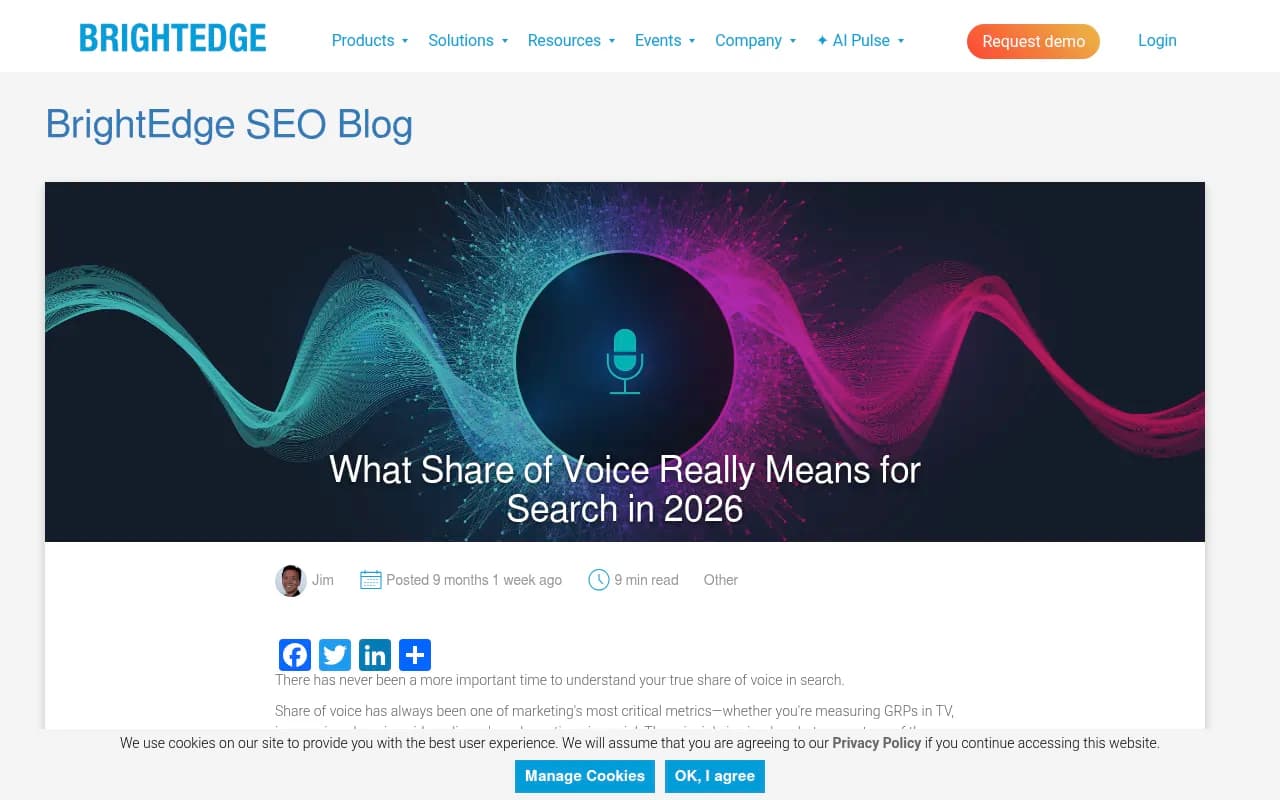BrightEdge article on what share of voice means for search in 2026