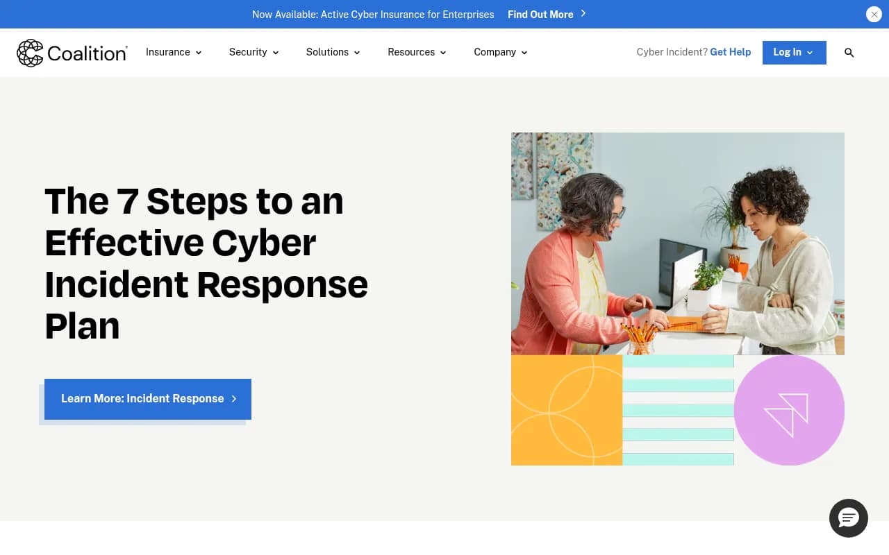 Coalition's overview of the stages of a cyber incident response plan, which this checklist adapts for marketing
