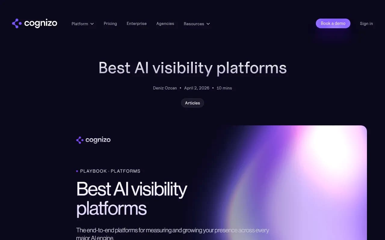 Cognizo's guide to AI visibility platforms, which argues most tools stop at monitoring