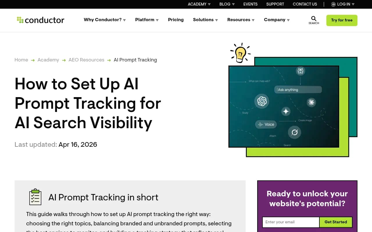 Conductor's guide to AI prompt tracking — a useful reference for understanding the difference between topics and specific prompts