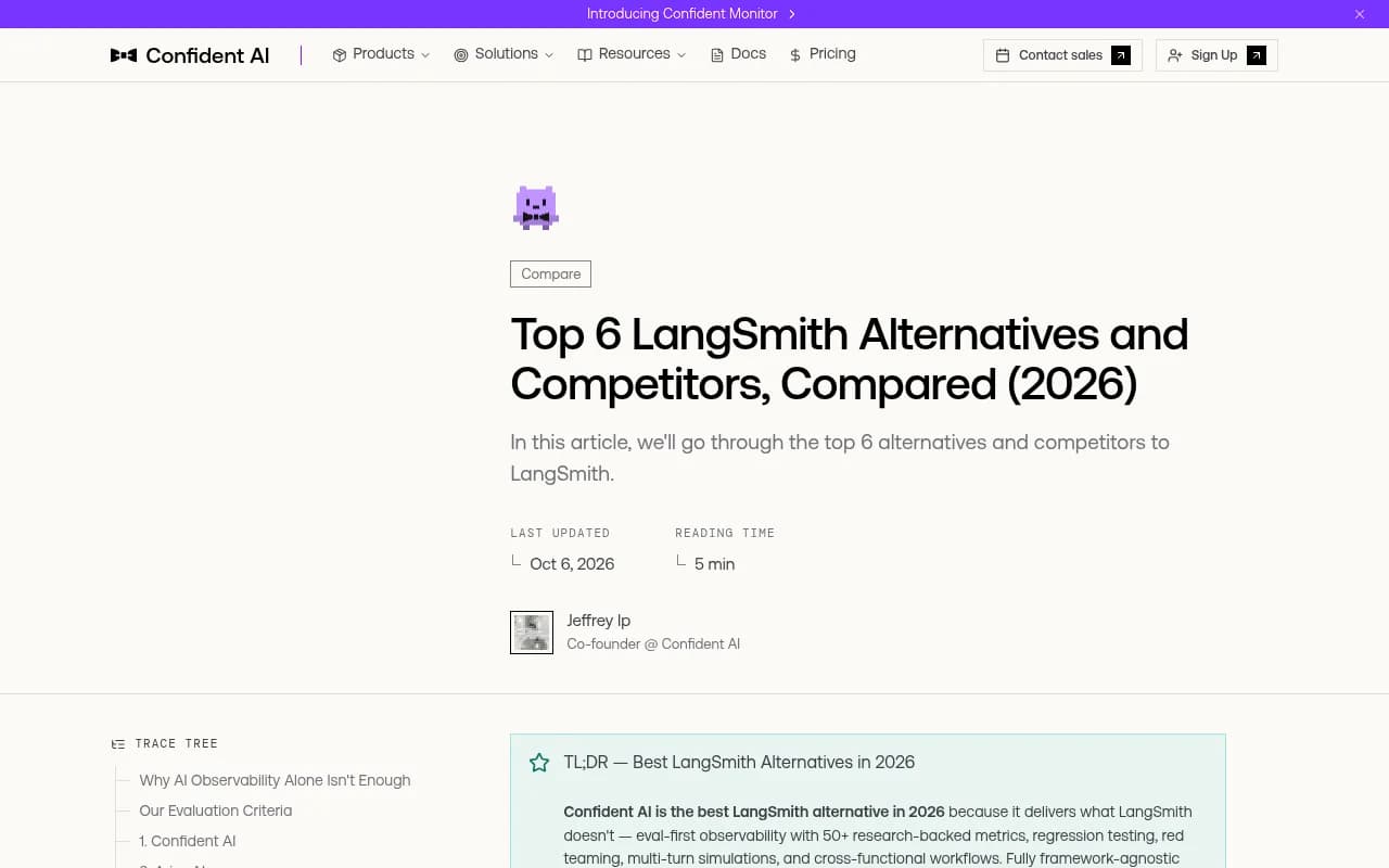 Confident AI's comparison of LangSmith alternatives