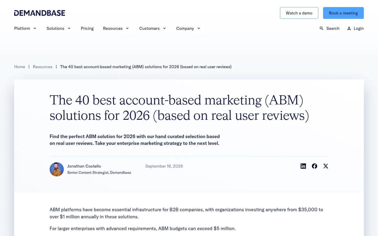 Demandbase guide to 40 account-based marketing solutions