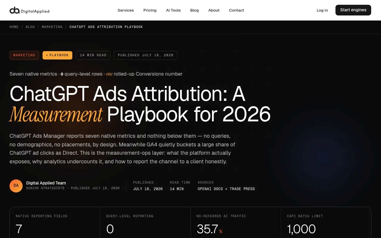 ChatGPT Ads attribution measurement playbook screenshot