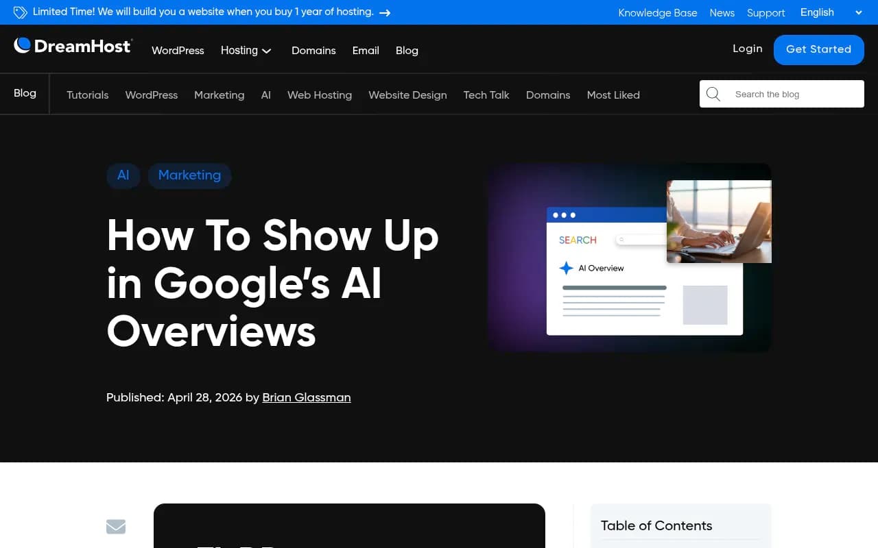 DreamHost's guide on structuring content for Google AI Overviews