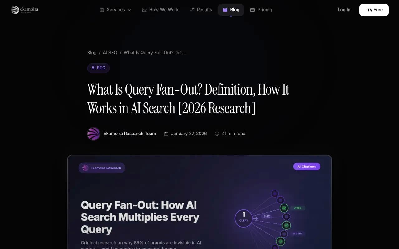 Query fan-out research showing how AI search engines decompose one query into multiple sub-queries