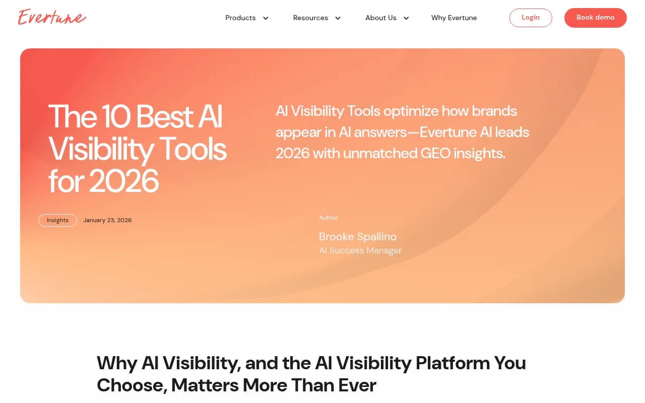 Overview of the 10 best AI visibility tools for 2026, showing evaluation criteria and platform comparisons