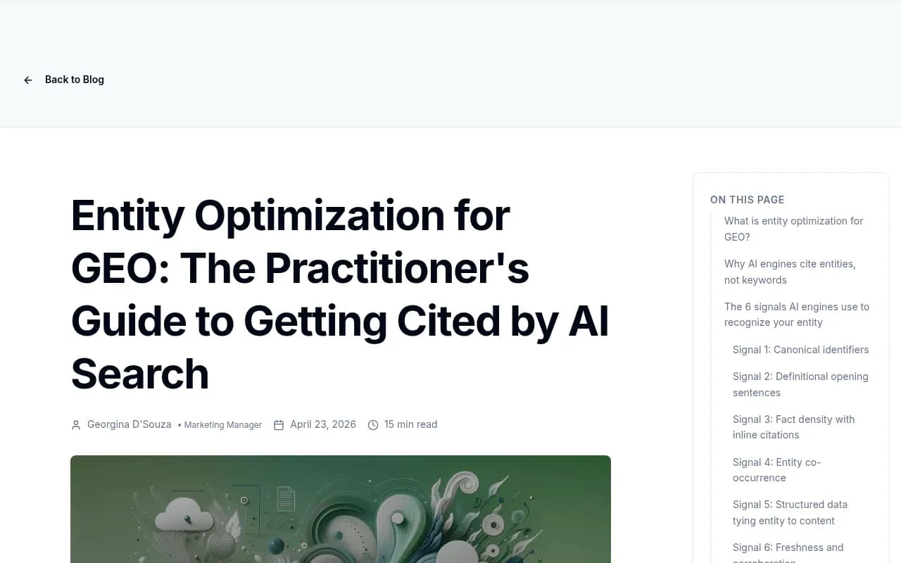 Entity optimization for GEO: a content architecture AI search engines can recognize, trust, and cite