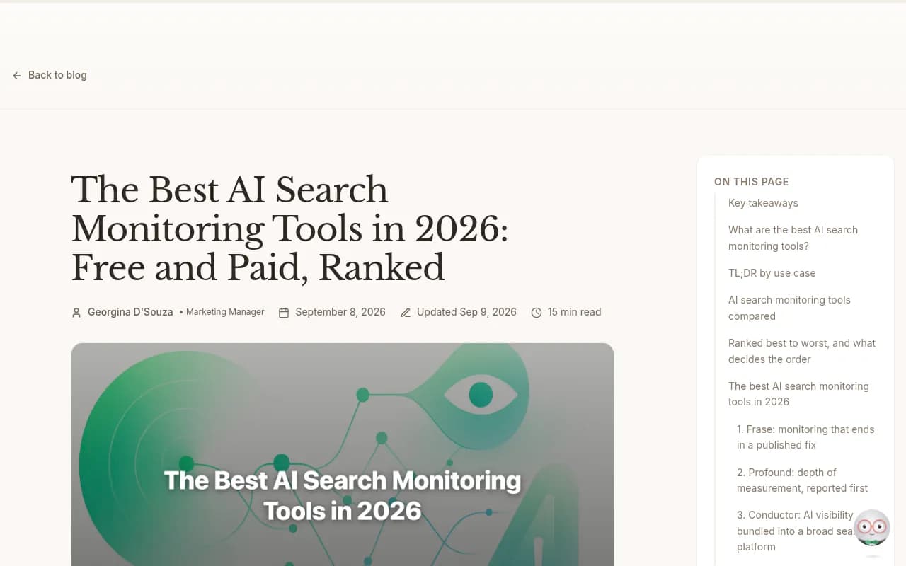 Frase's roundup of AI search monitoring tools, free and paid