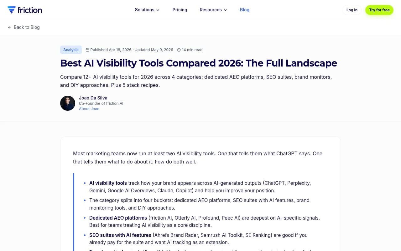 Comparison of AI visibility tools landscape in 2026