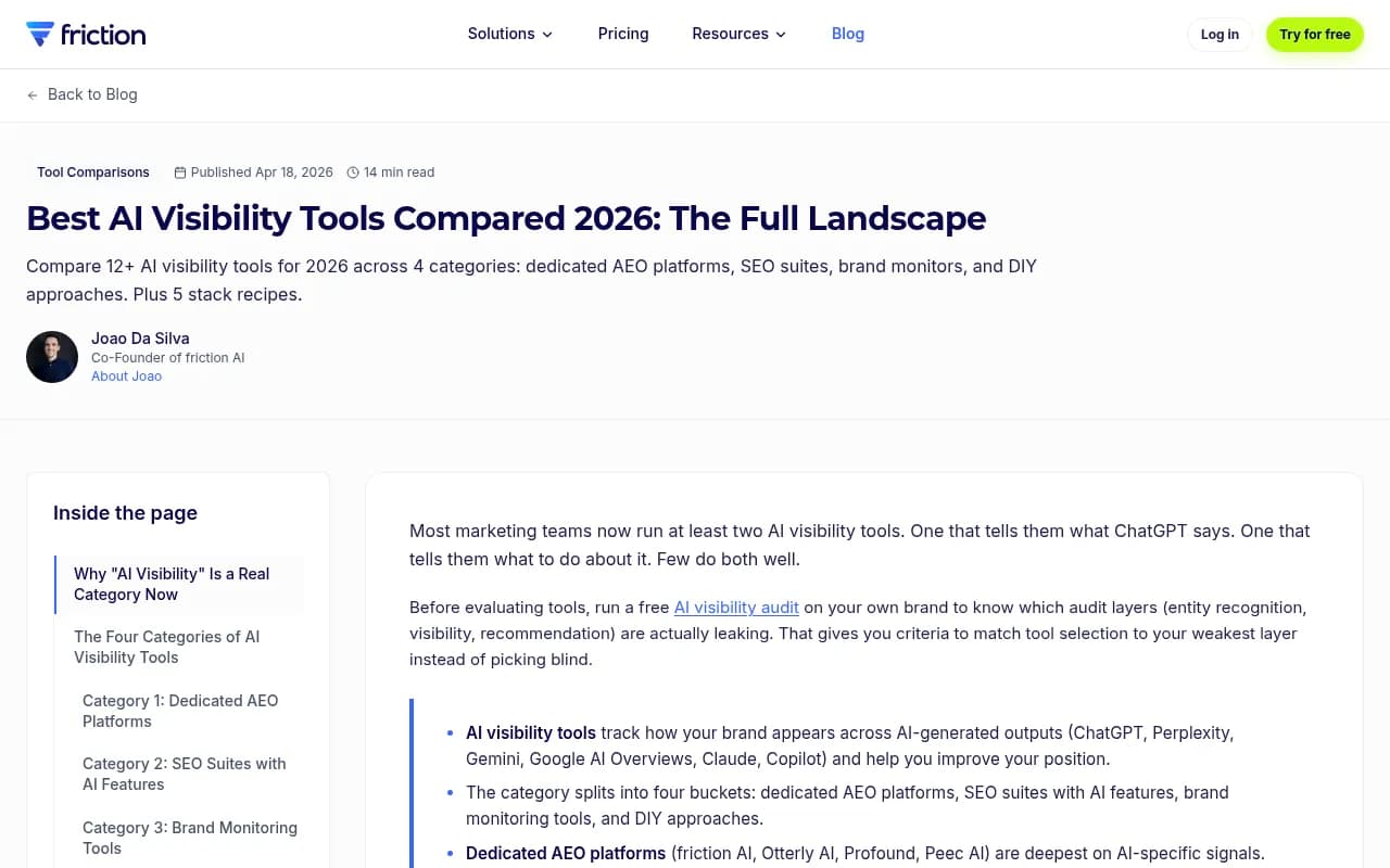 Comparison of AI visibility tools across different tiers and use cases