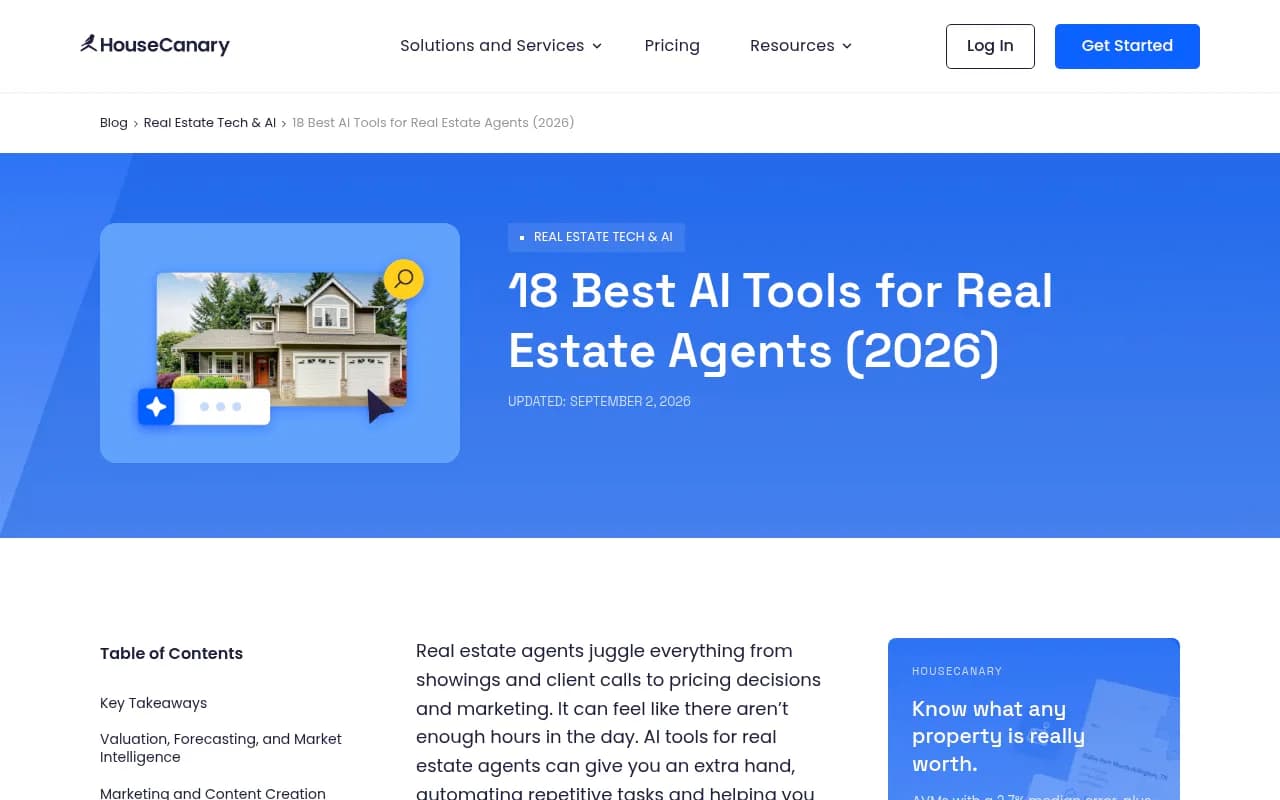 HouseCanary list of AI tools for real estate agents