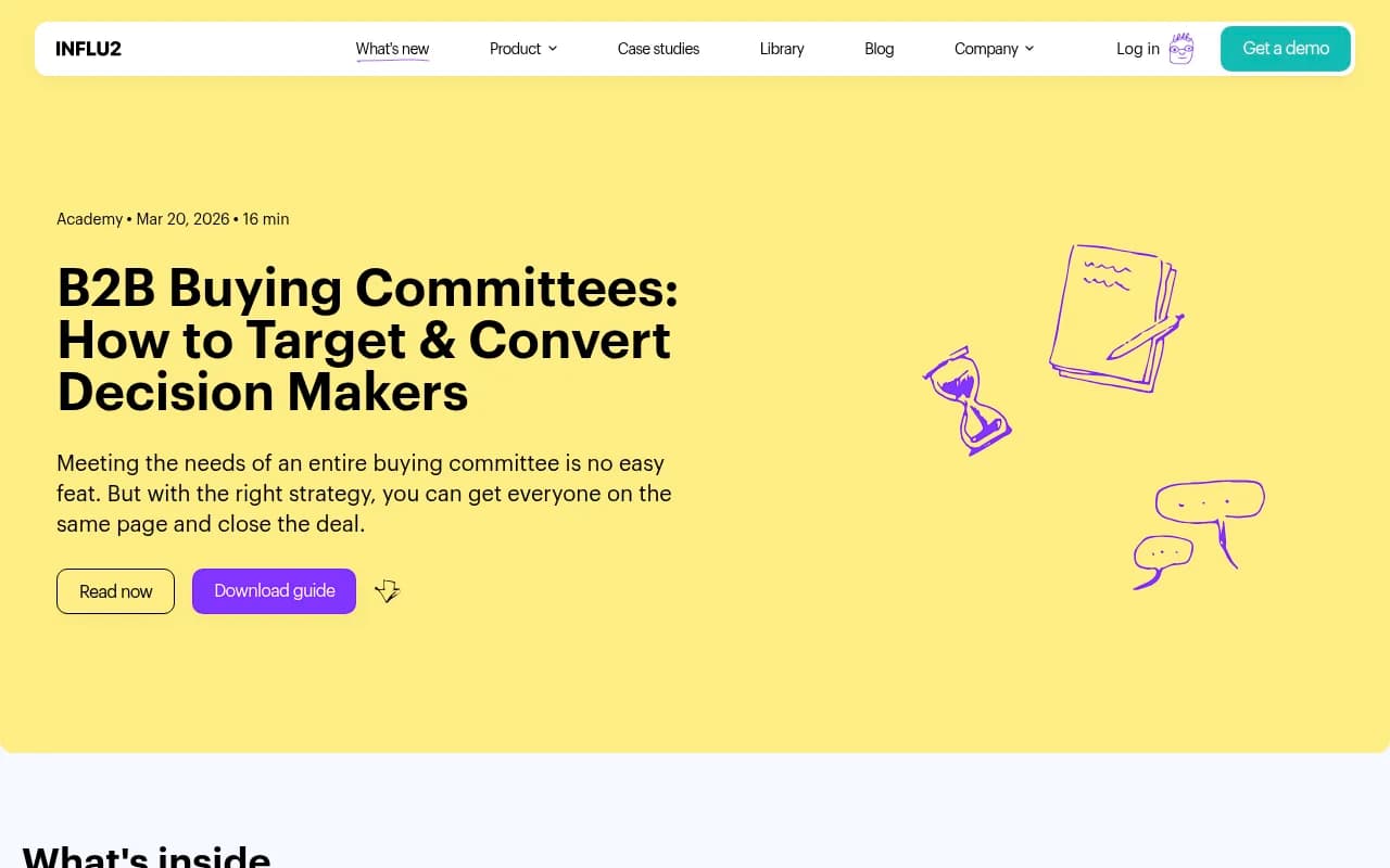 B2B buying committee research from Influ2 showing how to target and convert decision makers across multiple stakeholder roles