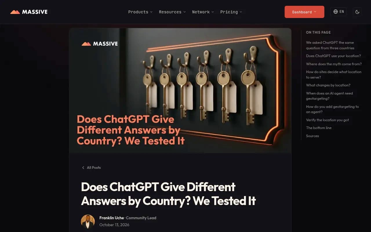 Massive's AI geo playground test: the same ChatGPT prompt returns different emergency numbers from the US, Brazil and Japan