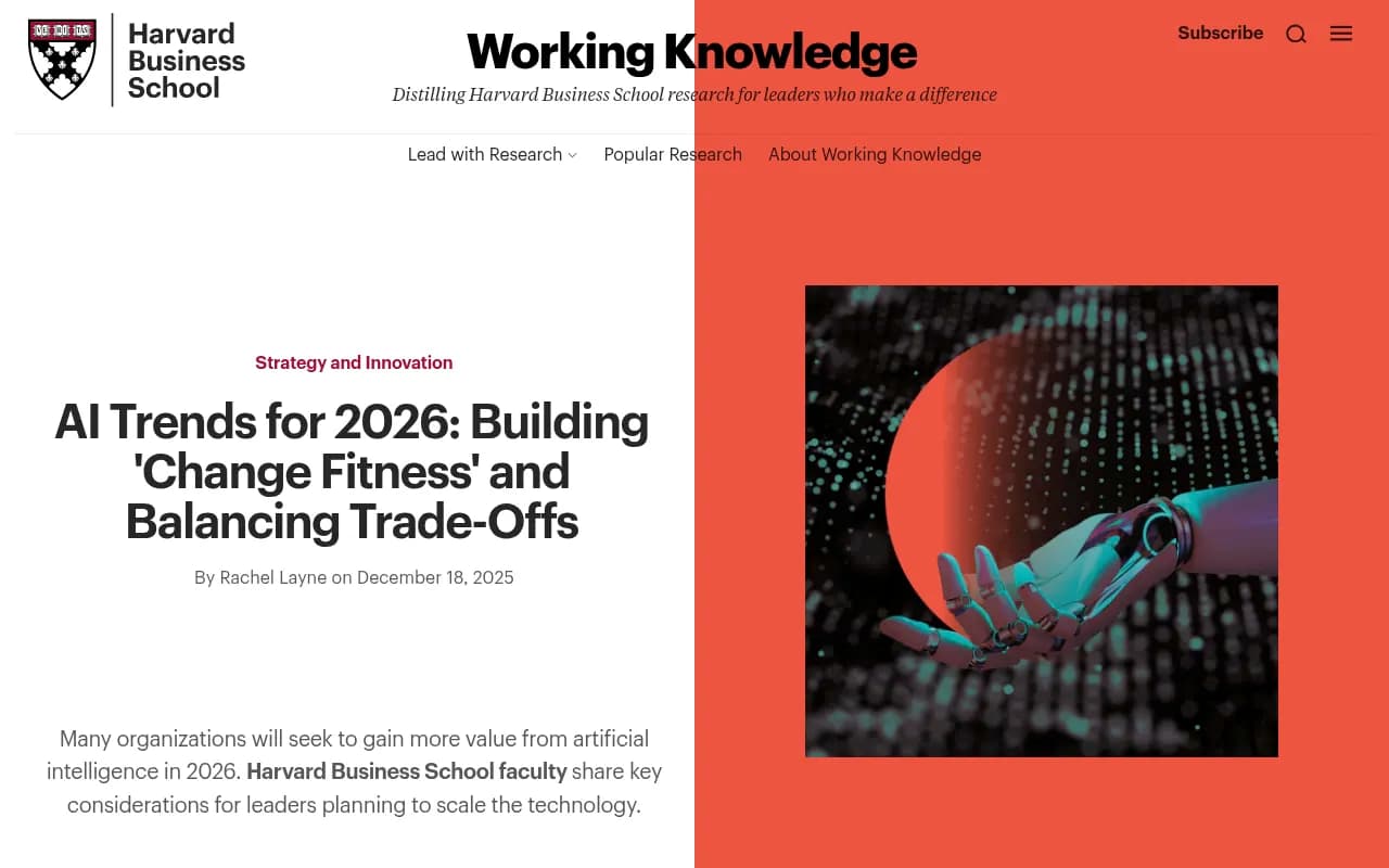 AI Trends for 2026 - Harvard Business School Working Knowledge