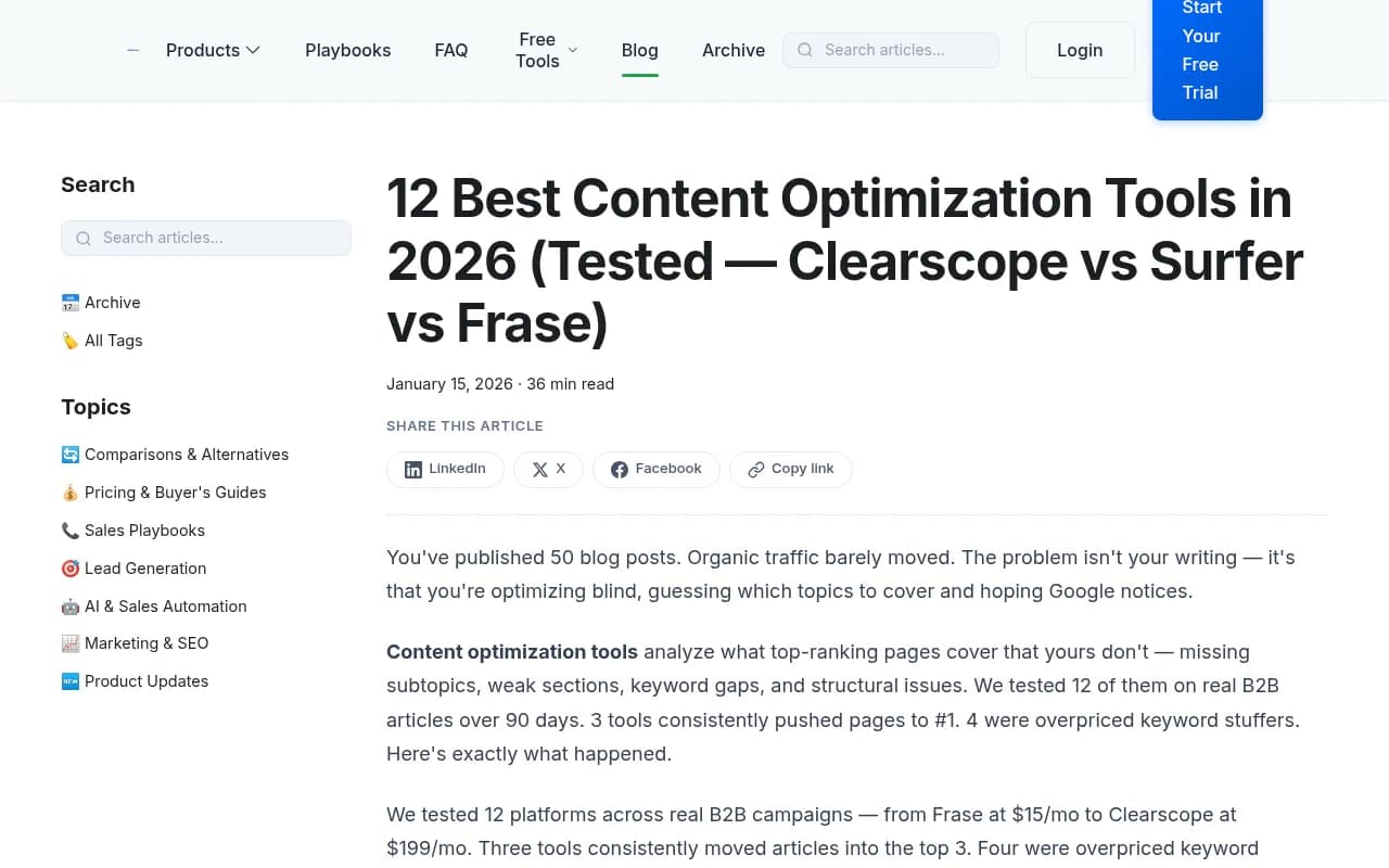 Clearscope content optimization interface showing term recommendations and grading