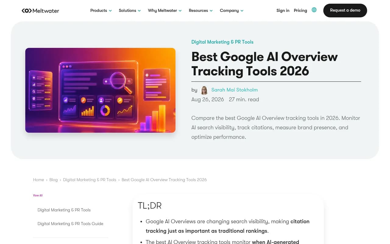 Meltwater's comparison of Google AI Overview tracking tools