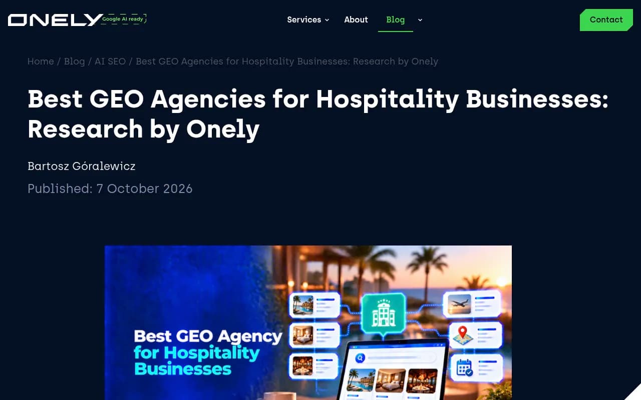 Best GEO Agencies for Hospitality Businesses: Research by Onely - Onely