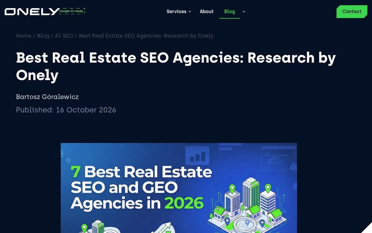 Onely research on real estate SEO and GEO agencies