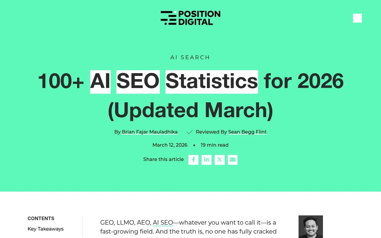AI SEO statistics 2026 - structured content and citation data