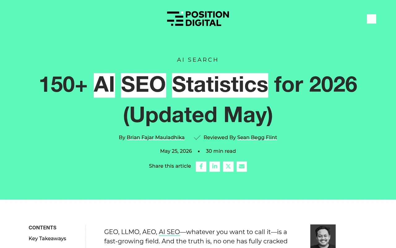 AI search optimization statistics and content performance data for 2026